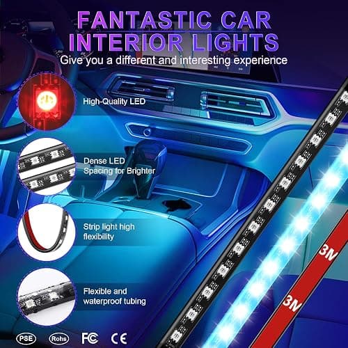LivTee Smart RGB LED Interior Lights, 2 Lines Design with USB Port, App Control, Music Mode and DIY Mode, Car Accessories Gifts for Women Men thumbnail 7
