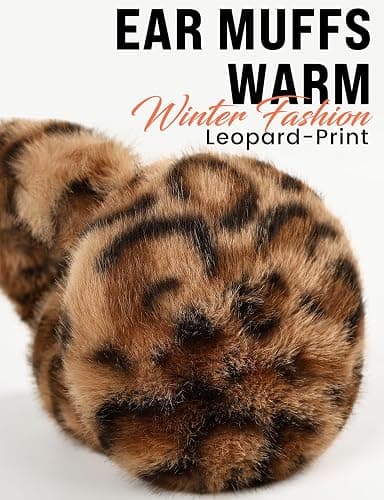 Buauty Womens Leopard Ear Muffs, Soft Winter Ear Covers Foldable Fluffy Ears Headband Warmers for Cold Weather thumbnail 3