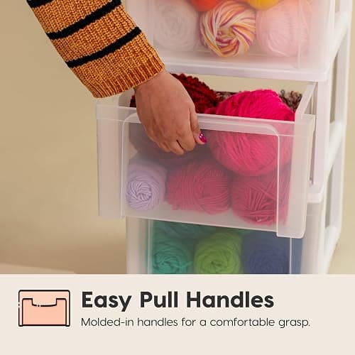 *BOUGHT, Heather* IRIS USA Plastic 3-Drawer Storage Organizer Rolling Cart, with Wheels Casters, 2-Pack, for Classroom Art Supplies Bathroom Dorm Bedroom Laundry Room, Slim Narrow, White/Clear thumbnail 5