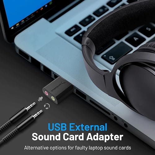 SABRENT USB to AUX Adapter, External USB Sound Card with 3.5mm Jack for Headphones & Mic, Plug & Play Stereo Converter for PC, Mac, PS5, Steam Deck, Laptop (AU-MMSA) thumbnail 2