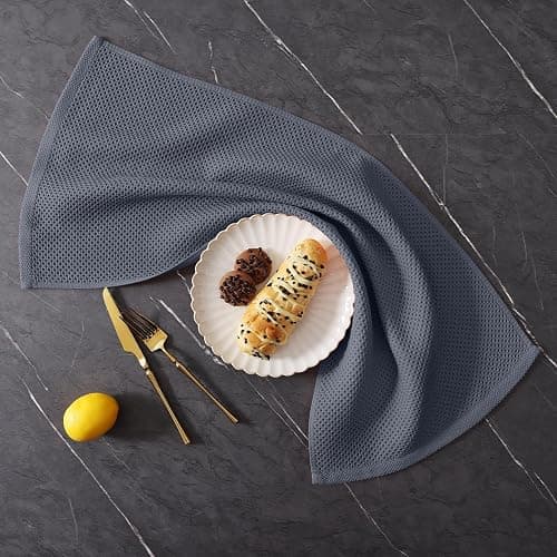 Homaxy 100% Cotton Kitchen Towels and Dishcloths Set, 12 x 12 Inches and 13 x 28 Inches, Set of 12 Bulk Kitchen Towels Set, Ultra Soft Absorbent Dish Cloths for Washing Dishes, Dark Grey thumbnail 9