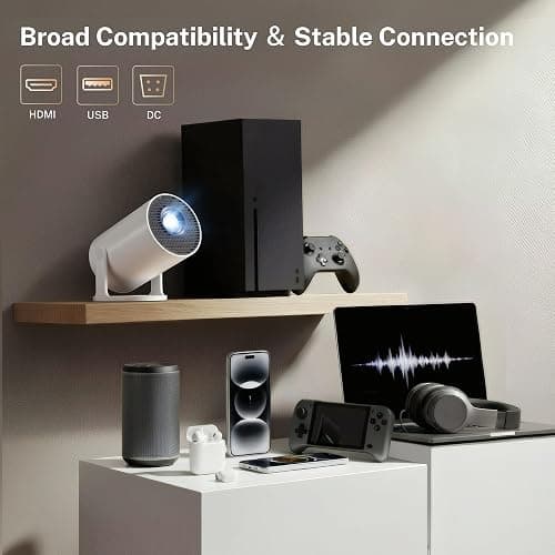 [2026 Upgraded] Mini Projector 4K Supported, Built-in App, Android TV OS X1 | Projector with WiFi 6 and Bluetooth 5.4, Phone Remote Control, Short Throw, Auto Keystone and 180° Rotatable for Home Outdoor thumbnail 10