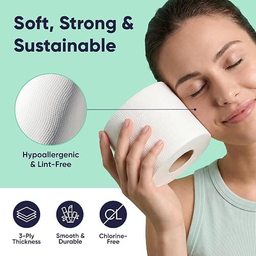Save Trees Bamboo Toilet Paper - 12 Rolls Of Organic Toilet Paper, 3-ply, 300 Sheets Per Roll - PFAS Free, FSC Certified, Plastic Free, Vegan & Chemical Free Bamboo TP thumbnail 3