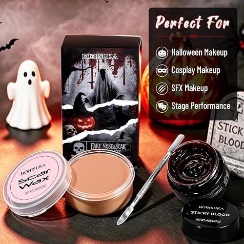 BOBISUKA Special Effects SFX Makeup Kit,Scar Wax & Fake Blood Gel & Spatula | Create Realistic Scars, Cuts, Burns & Wounds for for Halloween Cosplay Zombie Make Up, Non-toxic, Large Capacity thumbnail 8