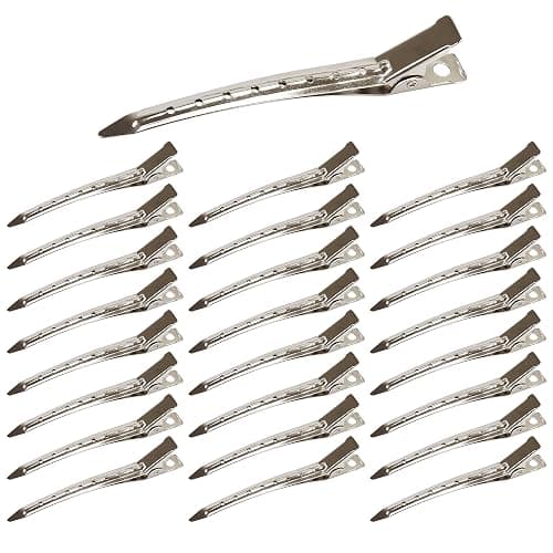 Beayuer 25 Pieces Duck Bill Hair Clips, 3.5 Inch Rustproof Metal Alligator Curl Clips with Holes for Hair Styling, Hair Coloring, Thick Hair Sectioning, Salon, Bows DIY, Silver (25 Pcs, 3.5in Silver) - Image 1