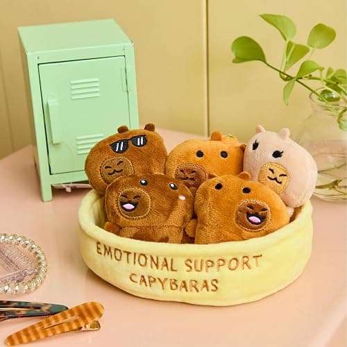 Emotional Support Capybaras by Relatable, Cuddly Stuffed Animals and Plushies Set, Includes 5 Capybara Plush Toys with Carrying Basket, Cute Stuff & Graduation Gift Ideas thumbnail 6