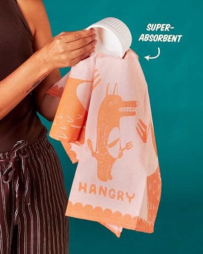 Blue Q Hangry Woven Jacquard Dish Towel - Funny Kitchen Towels, 100% Cotton, Durable, Soft & Super Absorbent, Machine Washable & Fade-Resistant, Functional Gift Ideas, Vibrant Colors, Size: 28" x 21" thumbnail 5