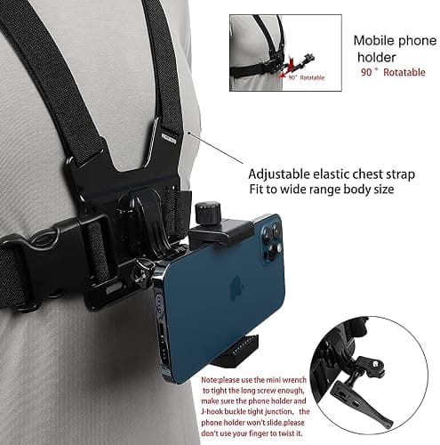 PellKing Mobile Phone Chest Mount Harness Strap Holder Cell Phone Clip Action Camera POV for Samsung iPhone Plus etc thumbnail 3
