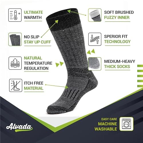 Alvada Warm Thermal Wool Socks for Winter Moisture Wicking and Breathable Cozy Boot Socks thumbnail 3