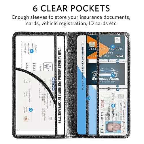 CoBak Car Registration and Insurance Holder - Vehicle Glove Box Car Organizer,Auto Truck Comparment Accessories Case with Magnetic Closure for Driver License,Cards thumbnail 3