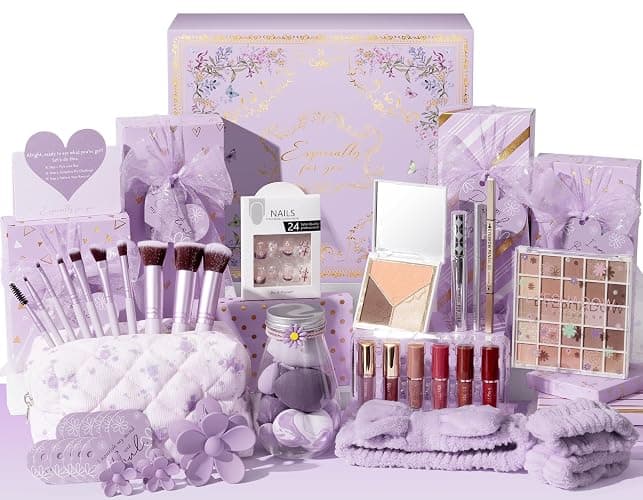 Teen Girl Gifts Trendy Stuff, 10 Positive Affirmation Cards & Empowering Challenges to Unlock 10 Wrapped Makeup Gift Set Motivational Birthday Valentines Day Gift Basket for Tween & Teenage Girls - Image 1