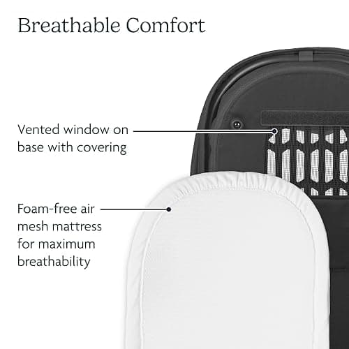 UPPAbaby Bassinet V3 - Compatible with Vista, Cruz, Ridge, Minu Strollers - Overnight Sleep Solution - Mattress, Sheet and Bug Shield Included - Declan (Oat Mélange/Silver Frame) - Declan (Oat Mélange) thumbnail 5