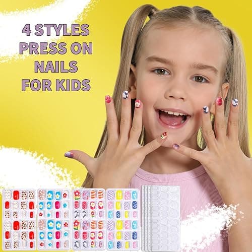 FANDAMEI Nail Kit for Girls, Press on Nails for Teens, Nail Polish Set for Girls, False Nail Tips for Teens, Nail Stickers, 3D Rhinestone Stickers Face Gems, Nail Glitter, Nail Art Tool Kit thumbnail 2