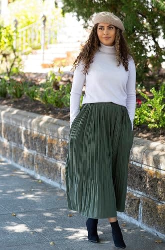 Simlu Pleated Midi Skirts for Women with Pockets, Elastic High Waisted Skirt Reg & Plus Size Womens Summer Skirts Trendy 2023 thumbnail 3
