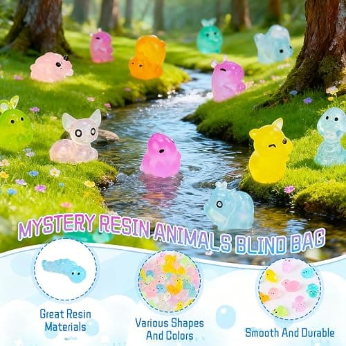 Mini Glow in The Dark Animal Resin Models,New Mystery Resin Animals Blind Bag,Mini Luminous Farm Ocean Figures,Animal Miniatures for Fairy Garden Accessories,Individually Wrapped Blind Bag(100PCS) thumbnail 3