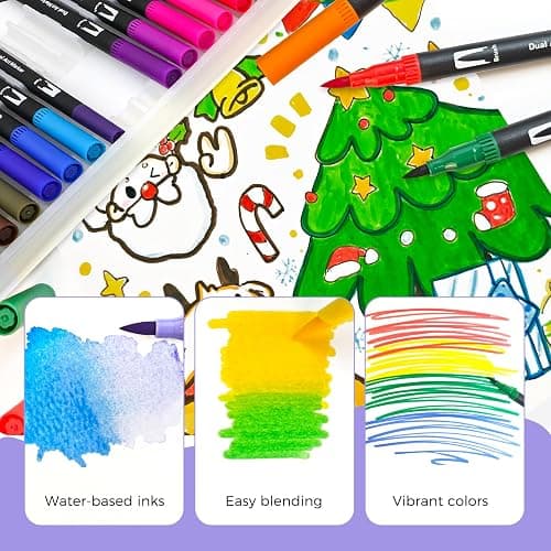 Artecho 120 Colors Markers for Adult Coloring Books, Dual Tip Markers for School, Fine and Brush Tip for Adults Coloring Books, Calligraphy, Drawing, Sketching thumbnail 4