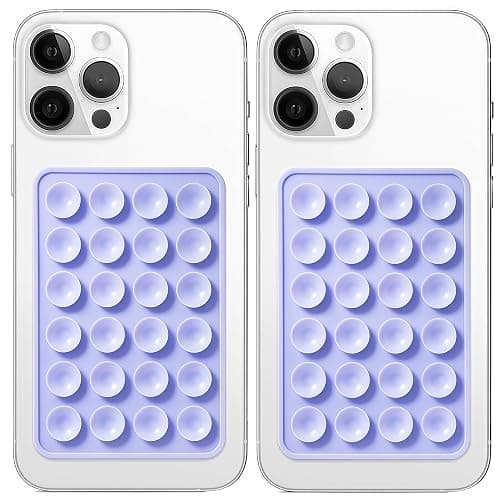 Anteel 2 Pack Silicone Suction Phone Case Mount, Non Slip Sticky Grip for Cellphone, Silicon Adhesive Suction Cup Mount, Strong Grip Holder for Selfies and Videos (Lavender) - Image 1
