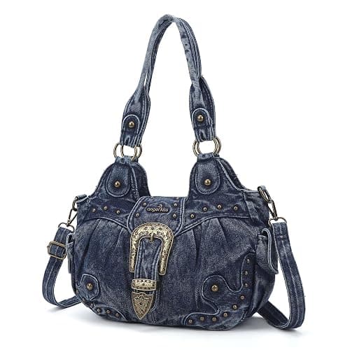 Angel Kiss Hobo-Taschen für Damen, veganes Leder, Geldbörsen und Handtaschen, schicke Umhängetaschen, Crossbody-Börsen mit Metallnieten - Image 1