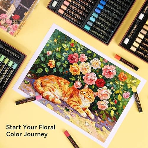 LIGHTWISH Professional Oil Pastels, 77 Floral Theme Colours Soft Oil Pastel | (78 Count Including 2 White Sticks), Smooth High Lightfast Pastels for Artists Students Beginners, Premium Art Gift Box thumbnail 2