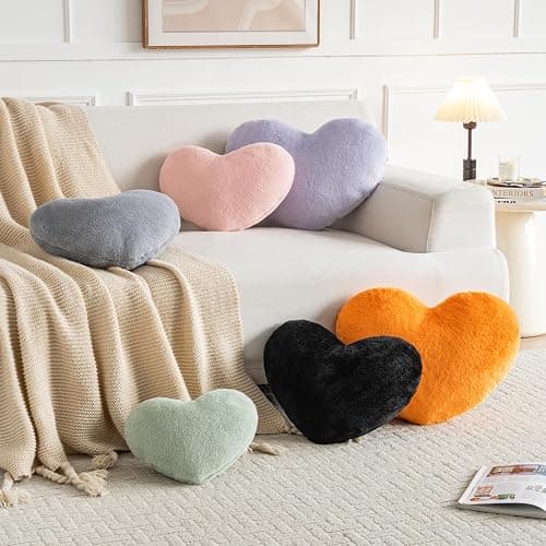 Xiashrk Heart Pillow, Heart Shaped Pillow for Bed Couch, Soft Decorative Heart Throw Pillow, Cute Decorate Pillows, Heart Pillows for Bedroom Living Room (Black, Medium 15.7"x11.8") thumbnail 7