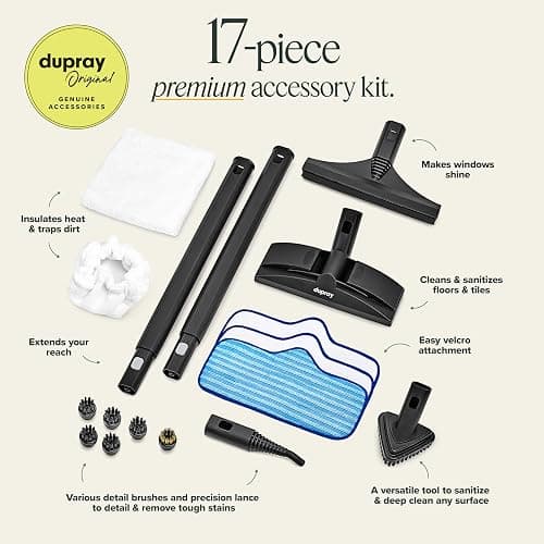 Dupray Neat Steam Cleaner with 17-Piece Kit – Powerful, chemical-free cleaning for floors, cars, tiles, upholstery, kitchen appliances, grout, and more. *Kills 99.9% of Bacteria & Viruses thumbnail 2