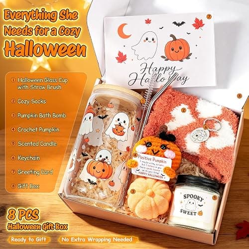Halloween Gifts for Women & Teen Girls, Cute Boo Basket Stuffers for Women | Halloween Basket for Teenage Girls, Pumpkin Teen Girl Gifts Trendy Stuff for Her Sisters Daughters Friends Teens Adults thumbnail 2