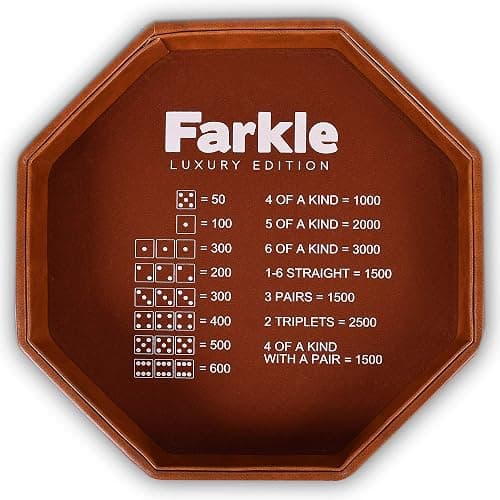 RNK Gaming Farkle Luxury Edition Brown PU Leather Dice Tray - Image 1