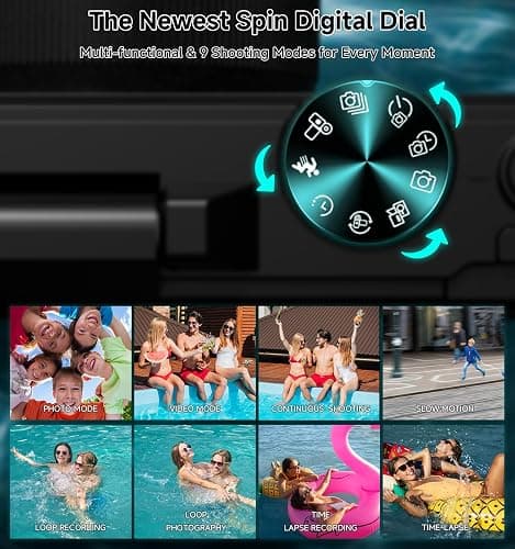 5K Digital Camera, 2026 Upgraded 80MP Compact Camera with 18X Zoom, 3” 180° Flip Screen Travel Camera for Vlogging, Camera Digital for Beginners Teens, Portable Vlogging Camera with 64GB Card thumbnail 4