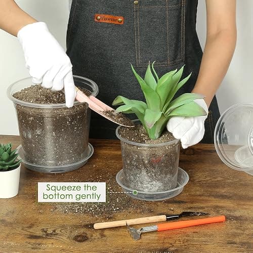 FUIJOL 4/5/6/7 Inch Clear Nursery Pots for Plants with Sacuers 20 Pack, Plastic Flower Pots with Drainage Holes, Variety Pack Seedlings Garden Pot for Indoor Outdoor (4+5+6+7 inch) thumbnail 2