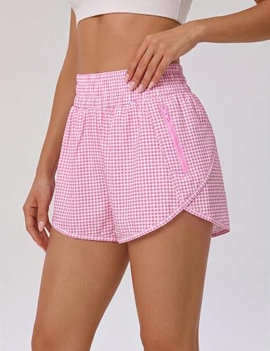 BMJL 2.5" Running Shorts for Women High Waisted Quick Dry Short with Pocket | built-in liner,thick elastic waistband,split side,comfy fabric,zipper pocket,longer back,workout,athletic,curved back line thumbnail 3