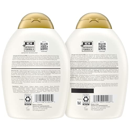OGX Nourishing + Coconut Milk Sulfate Free Shampoo and Conditioner Set, Hydrates & Softens Hair, Lipi Pro Shield Technology, Creamy Coconut Milk White Peach & Shea Butter Scent, 2 Items, 2 x 13 fl oz thumbnail 9