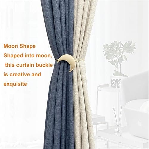 Magnetic Curtain Tiebacks Clips Decorative Rope Holdbacks 1 Pair Gold Moon and Star Shape Window Curtain Drape Tie Backs for Window Draperies Hold, Bedroom Home Décor (1pc Moon +1pc Star) thumbnail 4