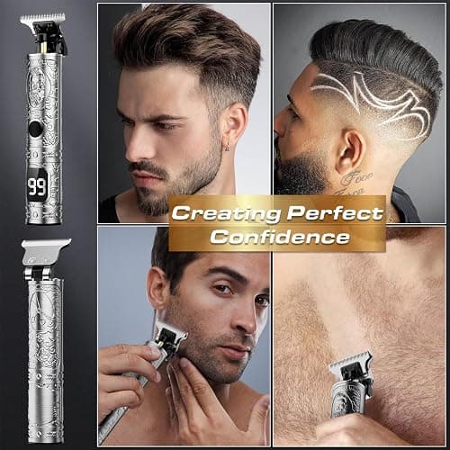Fannas Hair Clippers for Men, Professional Hair Trimmer Barber Cordless Zero Gapped Hair Clippers with LCD Display, Mens Gifts Beard Trimmer T Liners Shavers Edgers Clipper for Hair Cutting - Silver thumbnail 2