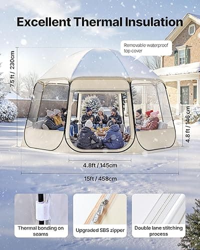 VEVOR Pop up Sports Tent, 8 Sizes Optional Clear Bubble Tent for 1-6 Person, Waterproof Outdoor Pod with Floor Mat & Top Cover, Garden Igloo Dome Tents Camping Shelter for Sports Watching thumbnail 4