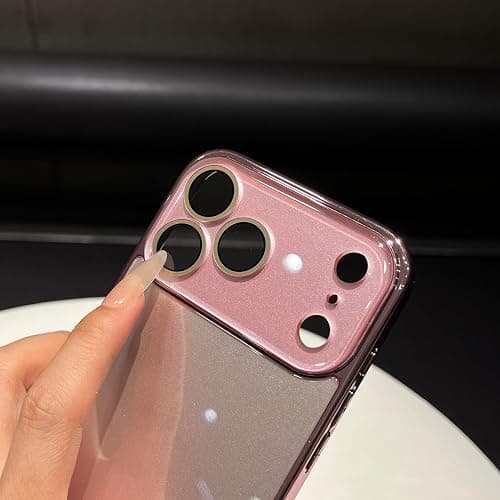 Solid Color Electroplated Frame with Crystal Camera Lens Protection Compatible with iPhone Case (iPhone 17 Pro Max,Rose Red) thumbnail 4