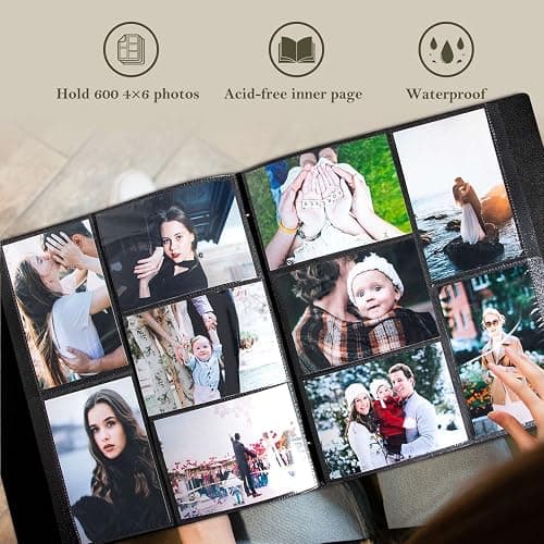 Lanpn Photo Album 4x6 600 Pockets Photos, Linen Cover Large Picture Albums Holds 600 Horizontal and Vertical Photos Blue thumbnail 5