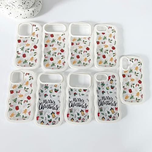 XIZYO Christmas Phone Case for iPhone 15, Xmas Wavy Cute Merry Christmas Pattern Clear Aesthetic Wave Girls Kids Women Santa Slim TPU Shockproof Protective Cover, Gingerbread Man thumbnail 6