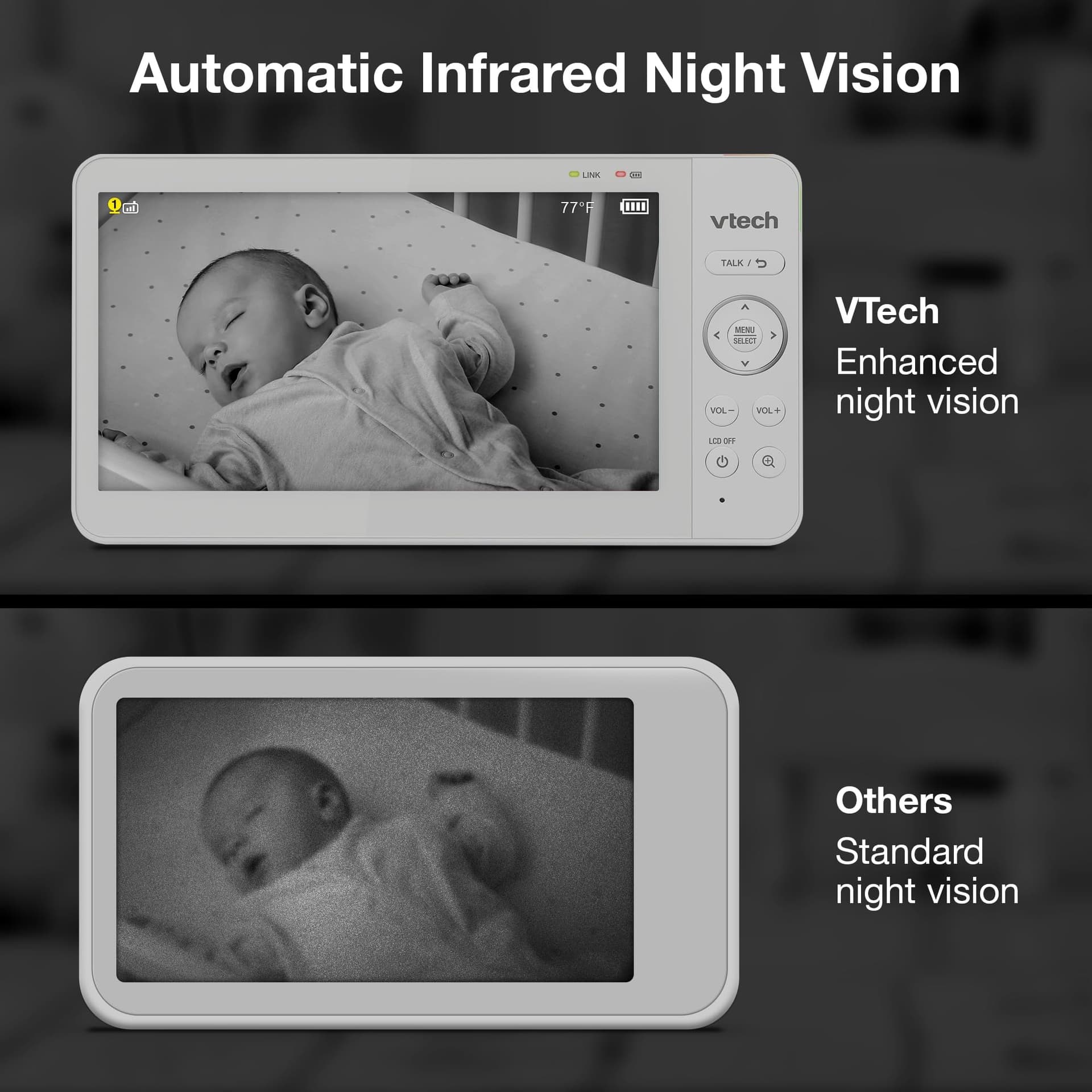 VTech Advanced HQ MAX 7" Digital Video Baby Monitor with Panoramic Zoom, 5000mAh Long Battery Life, IPS Display, Touch Control, Multi-Color Night Light, thumbnail 9