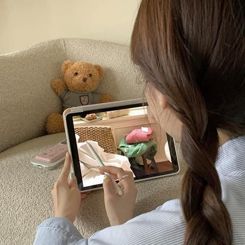 Detachable Magnetic 360 Rotating Adjustable Stand Hard PU Folio Case for Apple Bow Refreshing Baby Light Pink Color Chic Cute Lovely Adorable Girls Kids (for iPad Air 5 10.9-inch 5th Generation 2022) thumbnail 6
