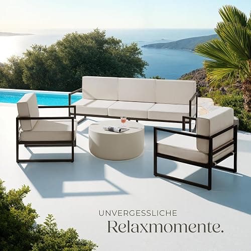 tectake® Gartenlounge Outdoor Set, Sofa 3 Sitzer 2X Gartensessel, Relaxsessel Garten mit Gartenbank, Gartenmöbel, Balkonmöbel, Terrassenmöbel, Wintergarten, Sitzecke Outdoor - 5 Sitzplätze - 5 Sitzplätze // 1 Sofa + 2 Sessel thumbnail 2
