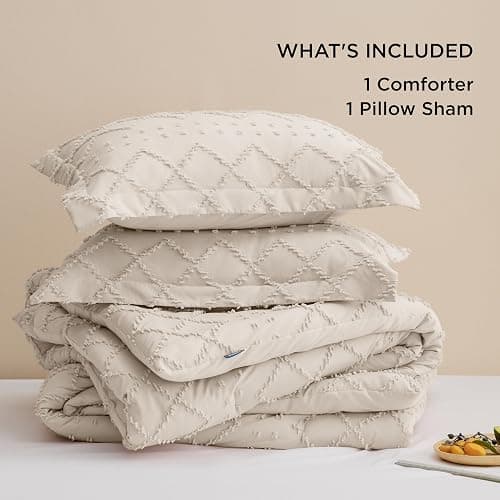 Bedsure Twin Comforter Set - Beige Comforter, Boho Tufted Shabby Chic Bedding for Kids, 2 Pieces Vintage Farmhouse Bed Set for All Seasons, Fluffy Soft Bedding with 1 Pillow Sham | Soft, Fluffy, Shabby Chic, Vintage Farmhouse, All Seasons, Bedding, Bed Set, 1 Pillow Sham thumbnail 6