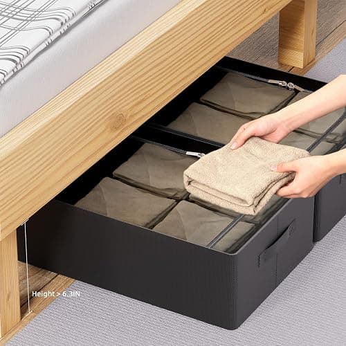 CYhom Under Bed Storage Bins Frame Storage Box Oxford Fabric Sturdy Underbed Container Foldable Stackable Large Capacity Clothes Organizer thumbnail 3