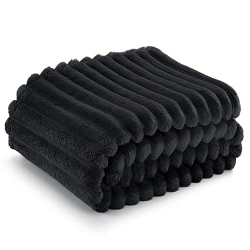 Bedsure GentleSoft Black Throw Blanket for Couch - Cozy Soft Blankets for Women, Cute Small Fleece Throws for Girls, 50x60 Inches - Image 1