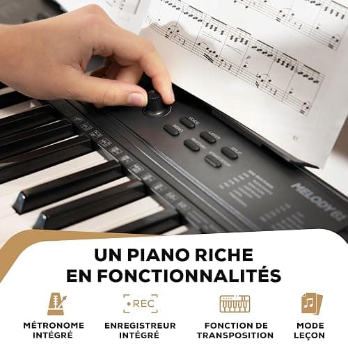 Alesis Melody 61 Piano Numérique 61 Touches pour Débutants avec Haut-Parleurs, Support, Banc, Casque, Pupitre, 300 Sons et des Leçons de Musique thumbnail 6