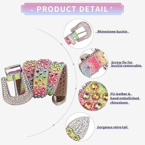 TINIDI Luxury Strap Men Women Rhinestones Belt Western Bling Bling Crystal Diamond Studded Belts thumbnail 2