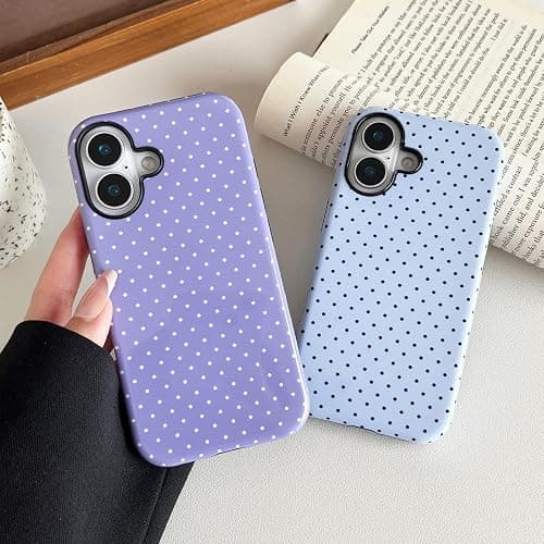 Sayoaho Compatible with iPhone 17 Case, Fashion Cute Polka Dot Pattern Aesthetic Design for Women, Soft TPU and Hard Back Shockproof Phone Case for iPhone 17 6.3 inch, Blue thumbnail 8