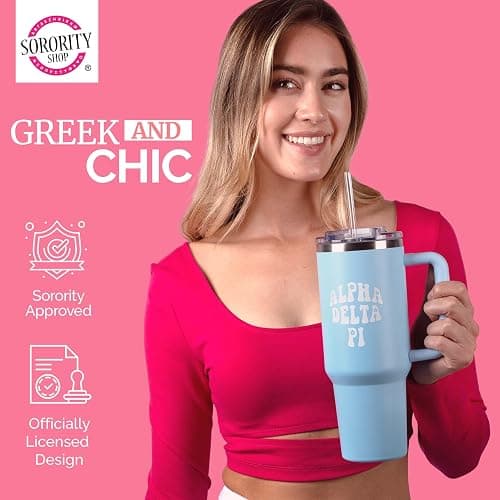 Sorority Shop Sigma Kappa 40oz Tumbler with Handle - Best Friend Tumblers for Women - Cute Sorority Engraved Tumbler - Insulated Tumblers to Keep Your Drinks Cold or Hot for Hours thumbnail 4