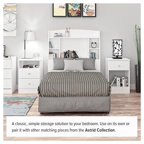Prepac Astrid 6 Drawer Double Dresser for Bedroom with Crystal Knobs, Wide Chest of Drawers, Bedroom Furniture, Clothes Storage and Organizer, 15.5" D x 47.5" W x 26.85" H, White thumbnail 6