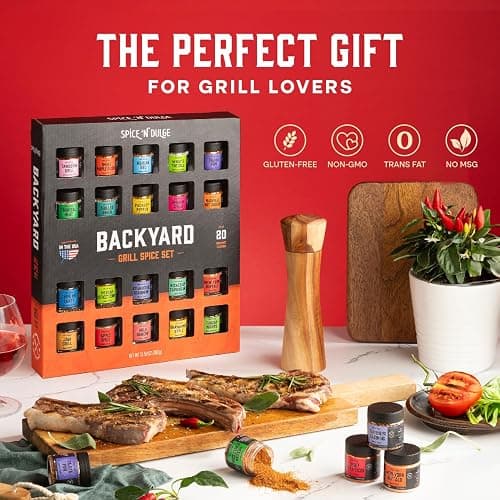 Grilling Spice Set Grill Seasoning Gifts, 20 Unique Spices and Seasonings Jars Gift Set, BBQ Gifts For Men, Dad, Husband, Father, Flavors Like Chili, Cajun, Garlic, Steak, Rub, Herbs, Blend and More thumbnail 4