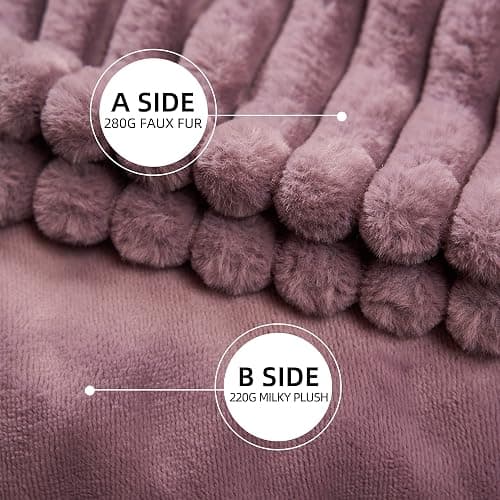 GOTCOZY Electric Blanket Heated Throw 50''X60''- Ribbed Faux Fur Heated Blanket with 4 Heating Level & 3 Hour Auto Off Heating Blanket, ETL&FCC Certified Machine Washable(Violet) thumbnail 3